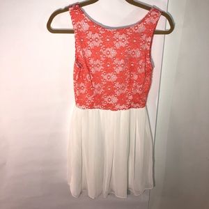 Peach and white lace dress